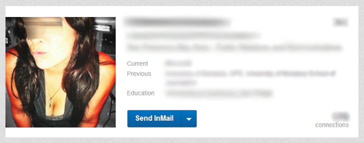 Weird Linkedin Photo of Girl Showing Boobs Cleavage and Making Duck Face