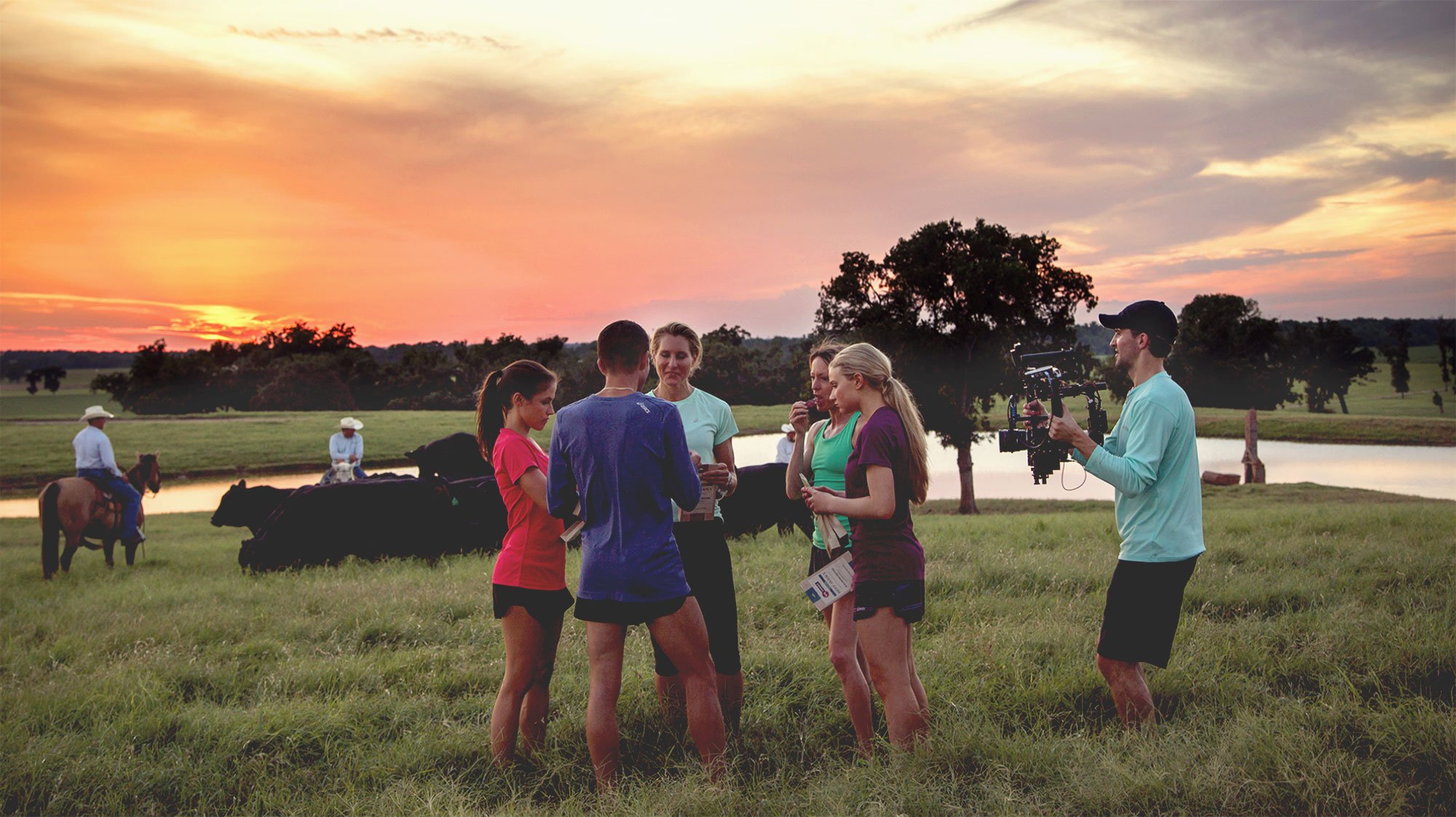 Professional Runners Eating Beef Jerky at 44 Farms at Sunset